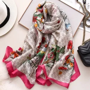 Luxury brand hijab summer women scarves soft long print silk scarves lady shawl