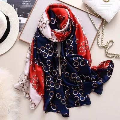 Luxury brand hijab summer women scarves soft long print silk scarves lady shawl