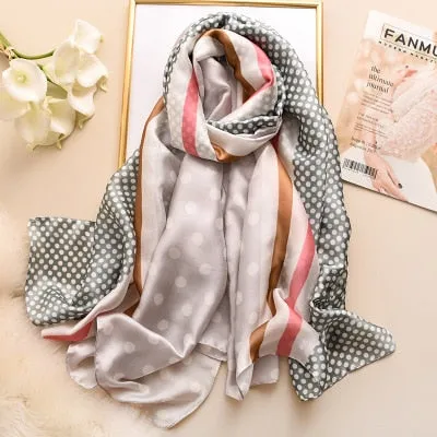 Luxury brand hijab summer women scarves soft long print silk scarves lady shawl