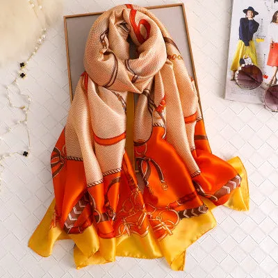 Luxury brand hijab summer women scarves soft long print silk scarves lady shawl