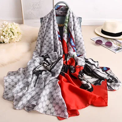 Luxury brand hijab summer women scarves soft long print silk scarves lady shawl