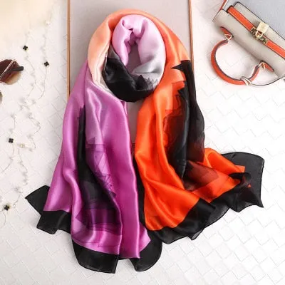 Luxury brand hijab summer women scarves soft long print silk scarves lady shawl