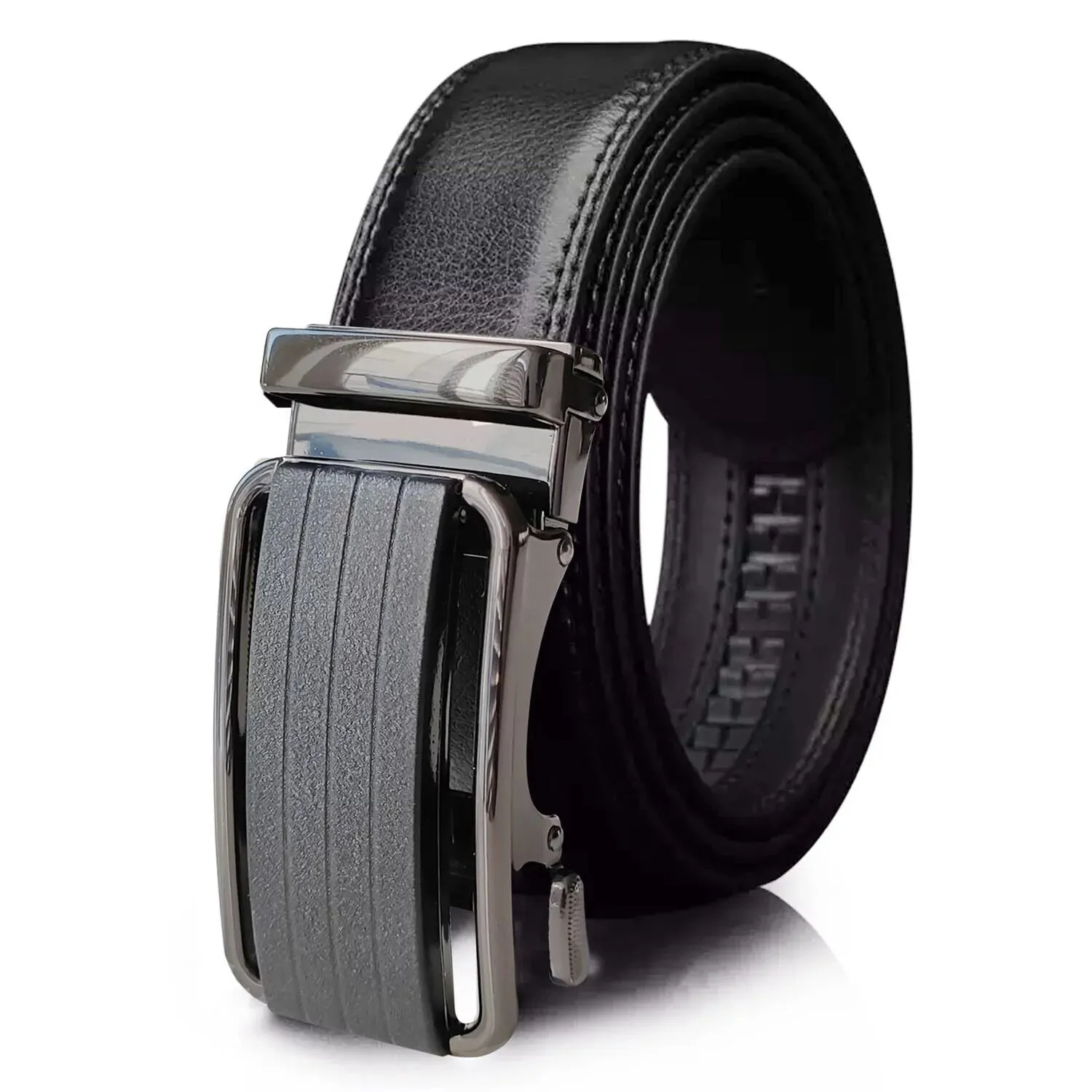 Men's Ratchet Belt with Premium Microfiber Leather - Adjustable with Unique Slide Buckle