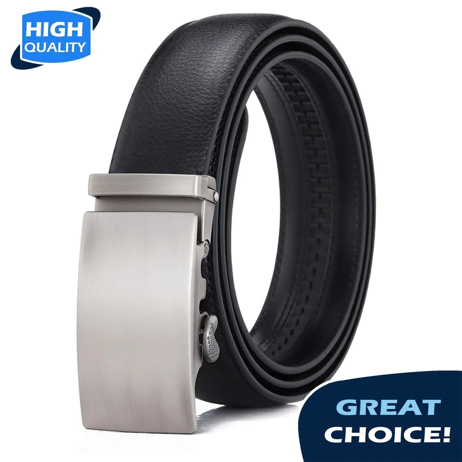 Men's Ratchet Belt with Premium Microfiber Leather - Adjustable with Unique Slide Buckle