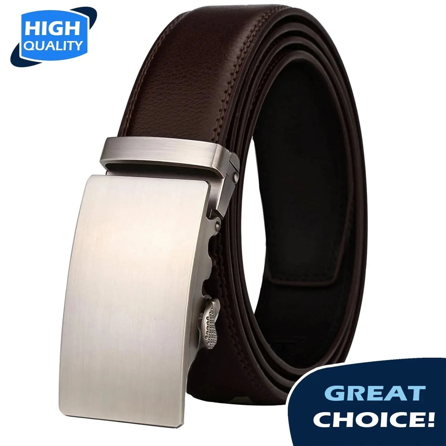 Men's Ratchet Belt with Premium Microfiber Leather - Adjustable with Unique Slide Buckle