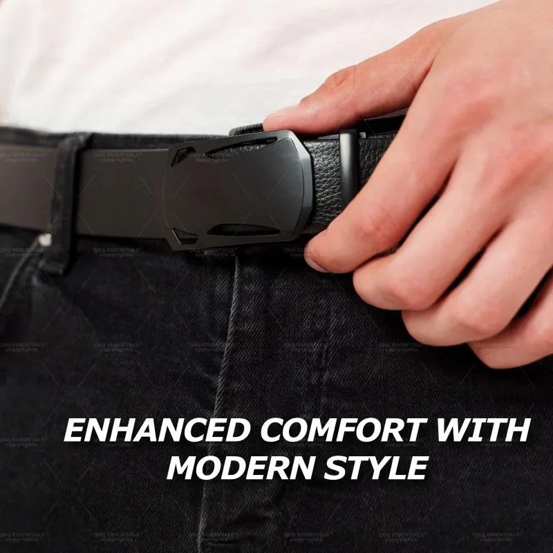 Men's Ratchet Belt with Premium Microfiber Leather - Adjustable with Unique Slide Buckle