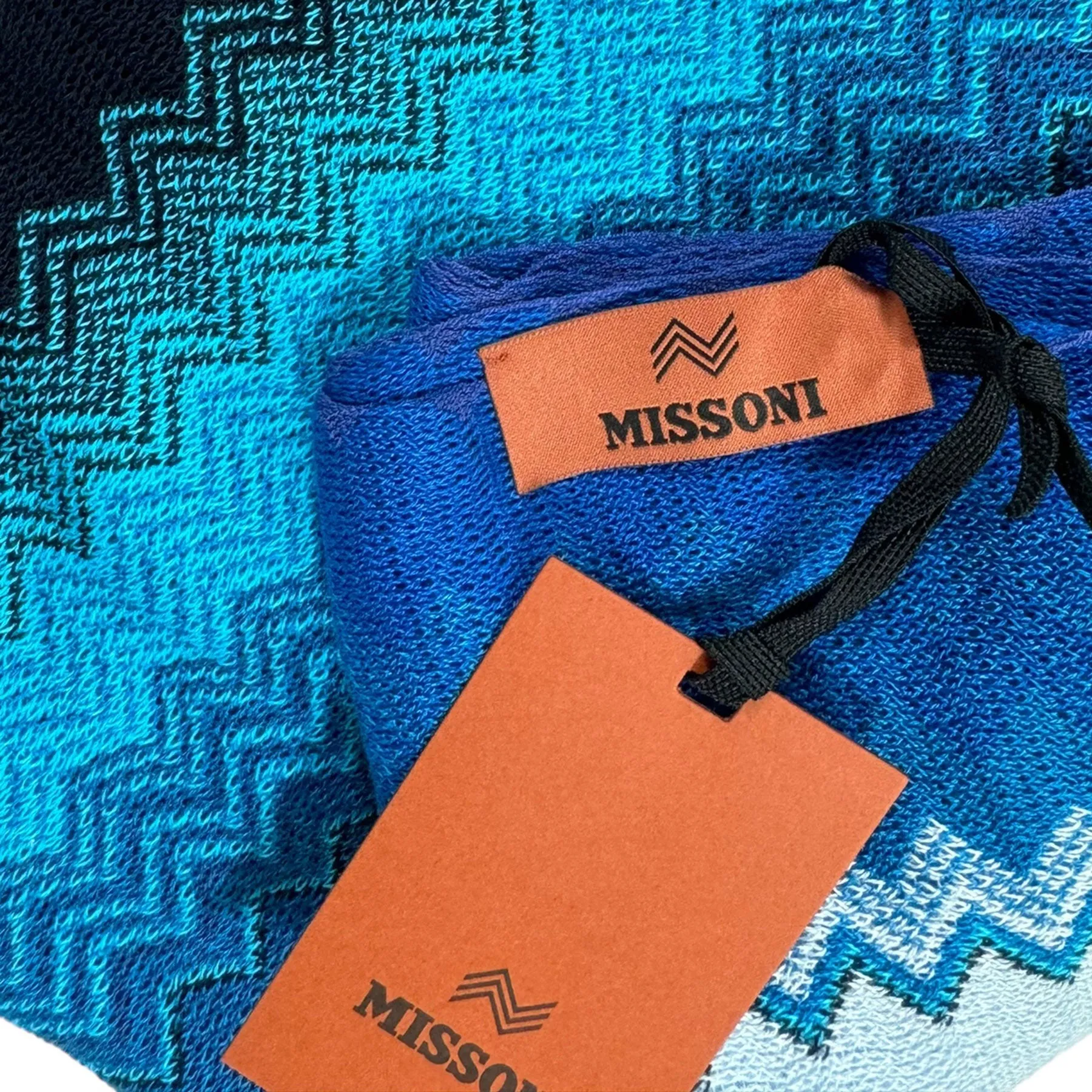 Missoni Scarf Blue Royal Blue Chevron Design - Women Designer Shawl