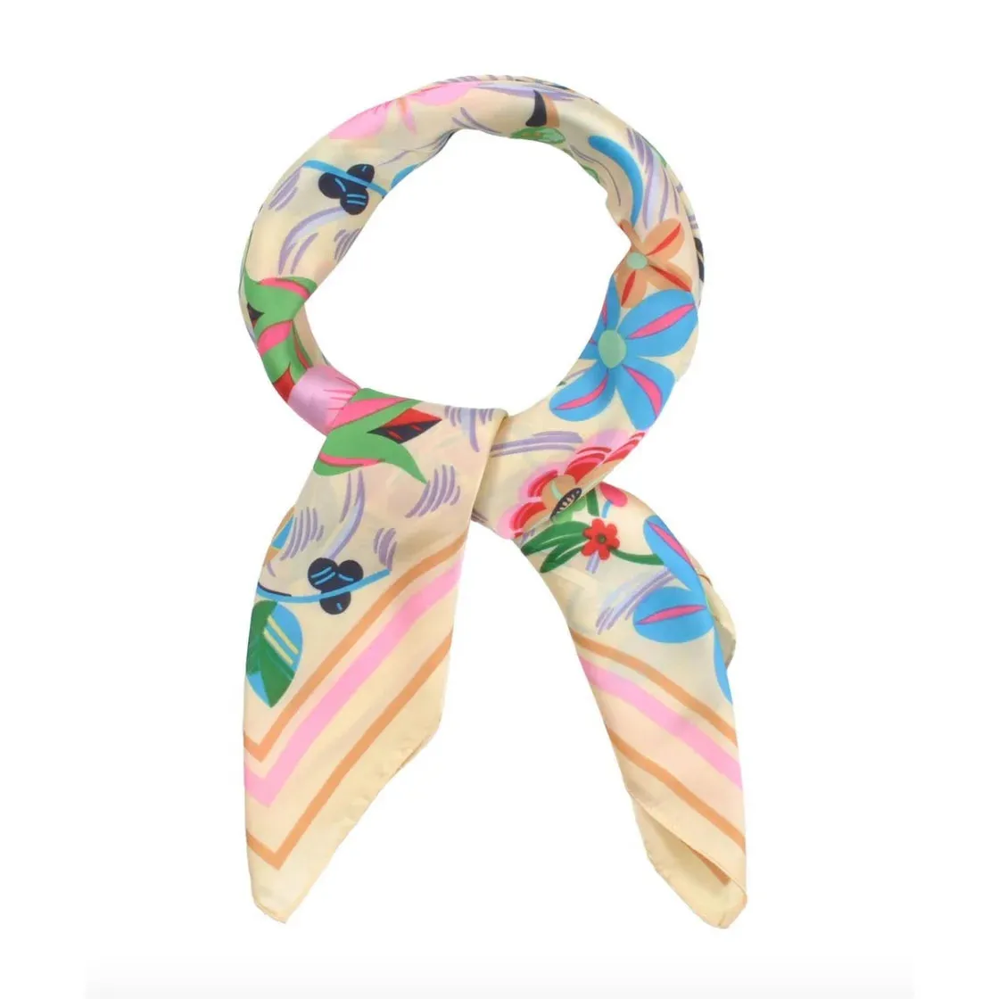 Multi Flower Pattern Square Scarf