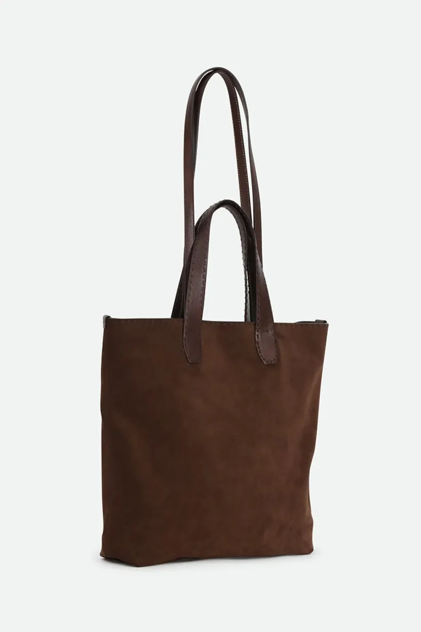 NINO SQUARE TOTE BAG IN ITALIAN SUEDE DEEP MOCHA