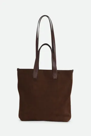 NINO SQUARE TOTE BAG IN ITALIAN SUEDE DEEP MOCHA