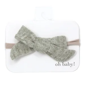 oh baby! Scandi Sweater Knit Bow on Nylon Headband - Heather Moss