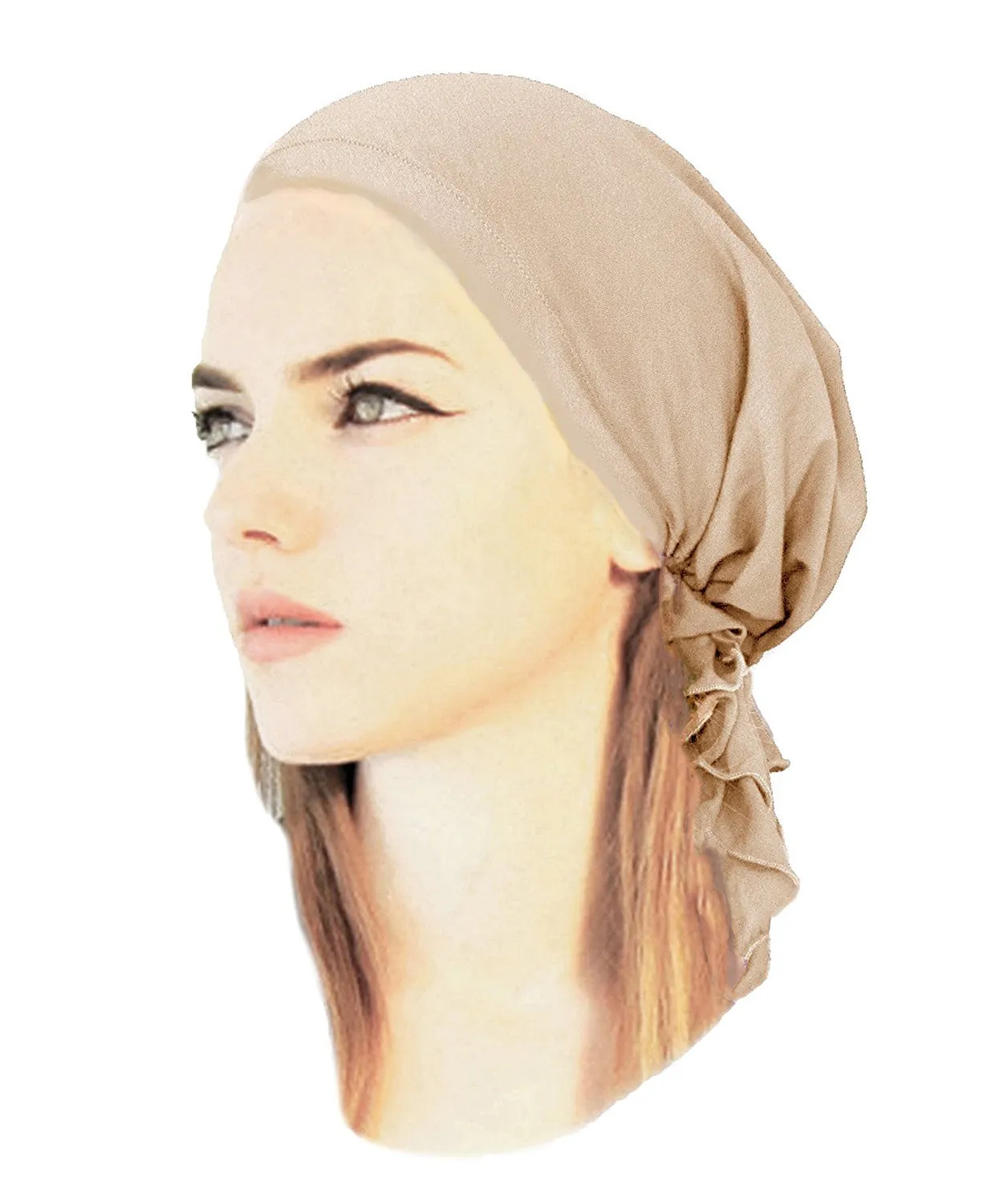 Olive Green Pre-Tied Soft Cotton Headcovering Head-Scarf Hat Cancer Chemo Tichel Friendly in 30 Different Colors! (Olive green short - 363)