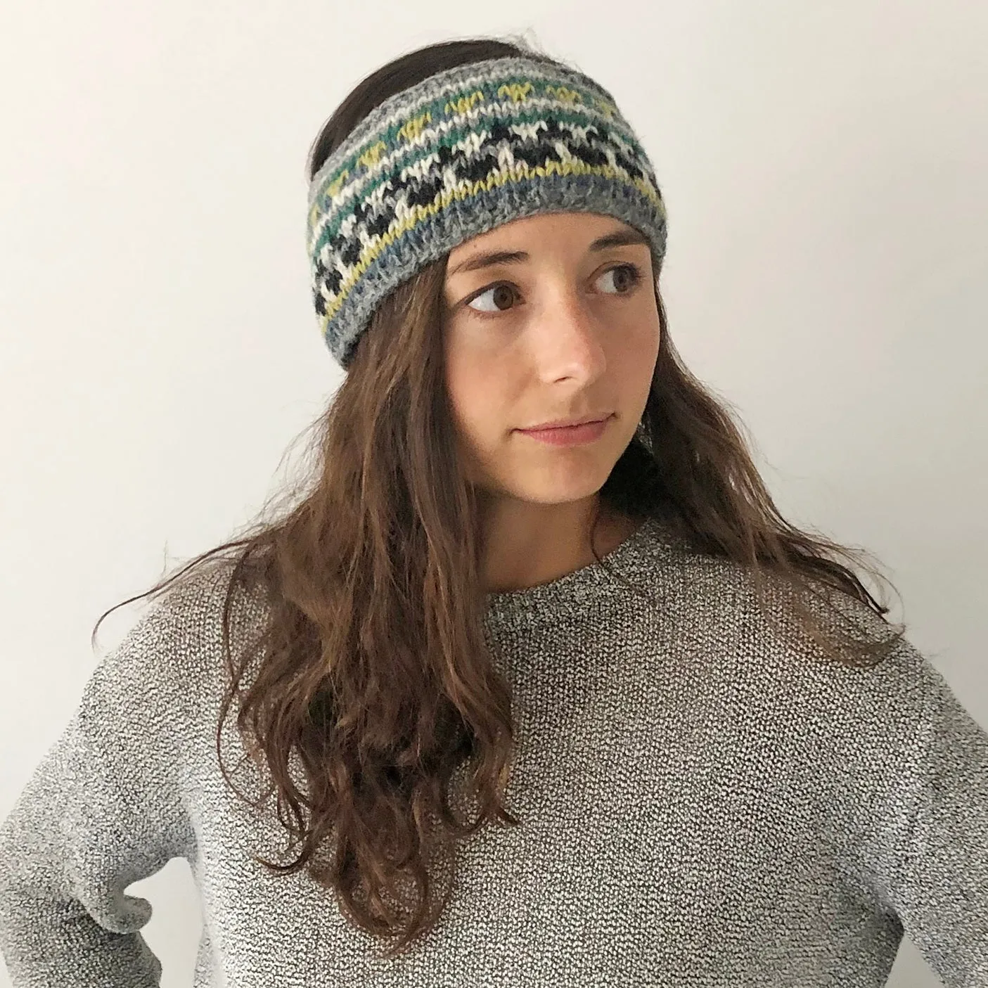 PESHA Fair Isle Knit Wool Lined Earwarmer Headband