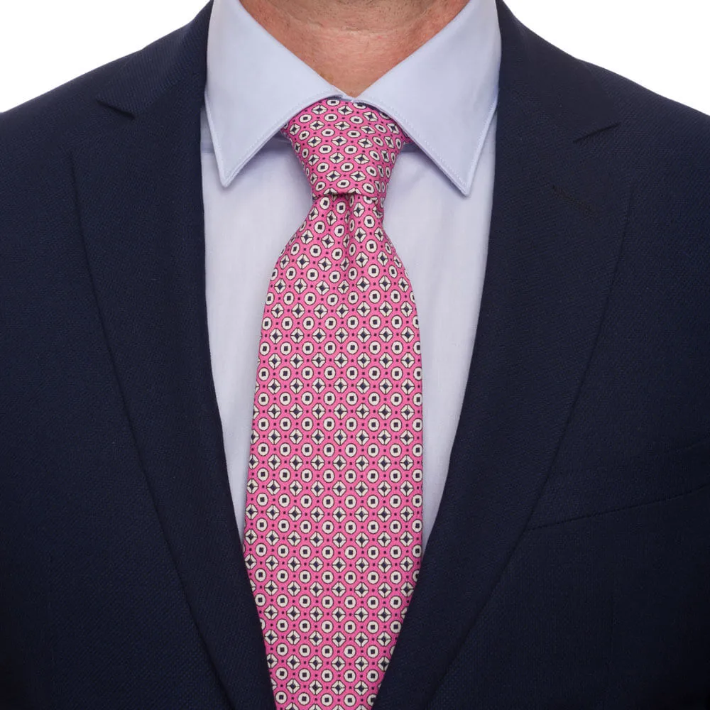 Pink Classic Motif Silk Cotton Tie