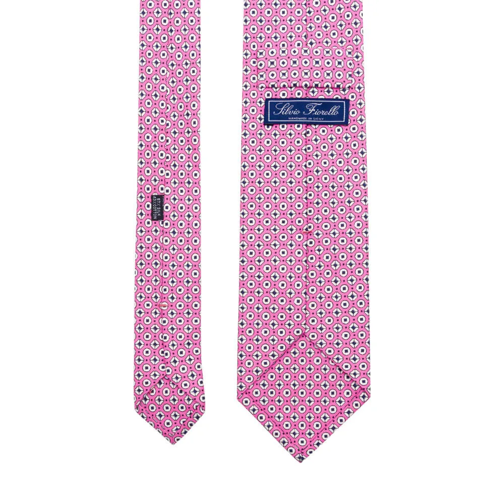 Pink Classic Motif Silk Cotton Tie