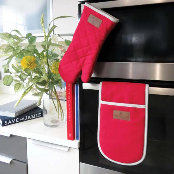 Red Cotton Canvas Oven Gauntlet