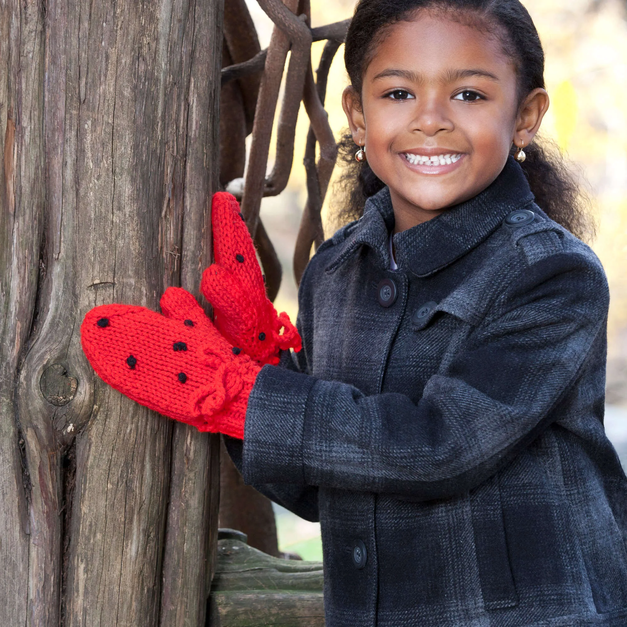 Red Heart Knit Strawberry Mittens