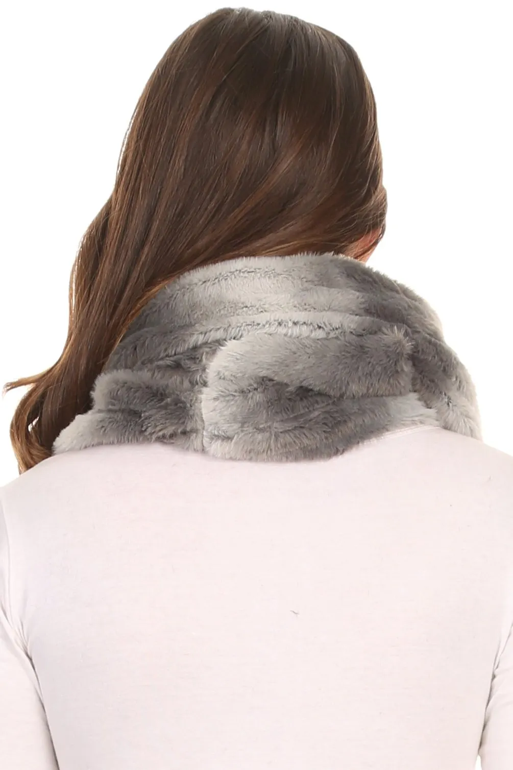 Sakkas Rhie Long Lightweight Faux Fur Ombre Colored Warm Soft Infinity Scarf