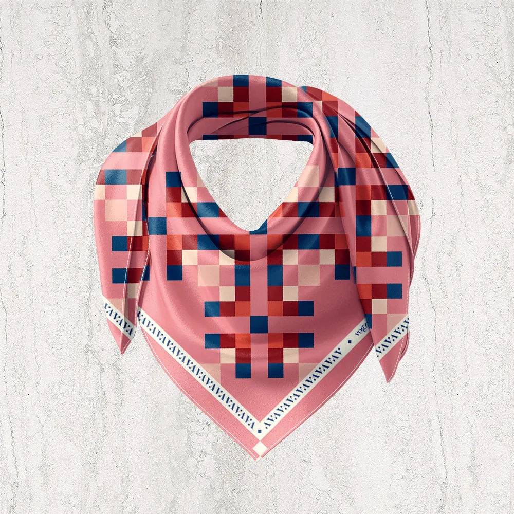 Salmon Pink Geometric Digital Print Ultra Muslin Scarf