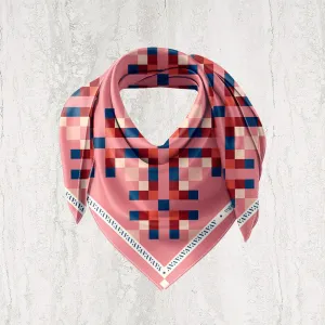 Salmon Pink Geometric Digital Print Ultra Muslin Scarf