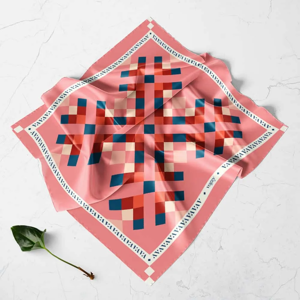 Salmon Pink Geometric Digital Print Ultra Muslin Scarf