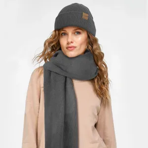 Scarf and Beanies for Women and Men, Winter Thick Soft Knit Womens Scarves and Shawl Black