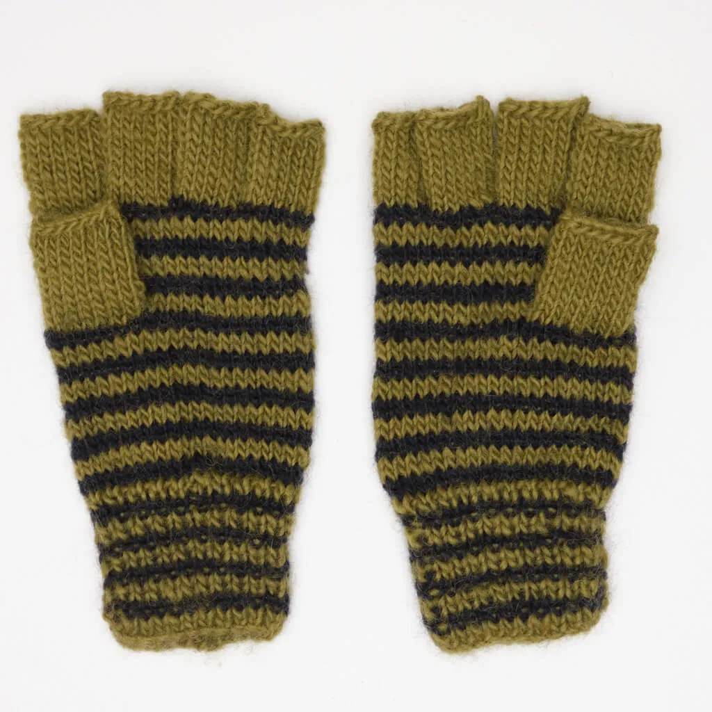 Striped Hand knitted Wool Mittens