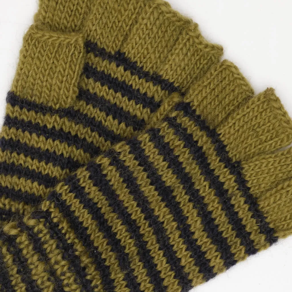 Striped Hand knitted Wool Mittens