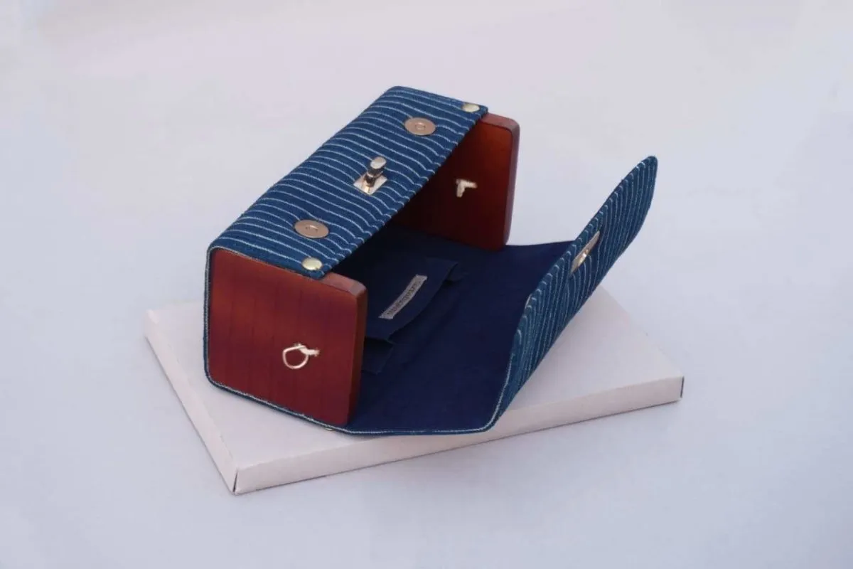 The Blue Striped Square Shoulder Bag