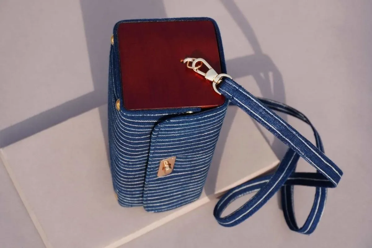 The Blue Striped Square Shoulder Bag