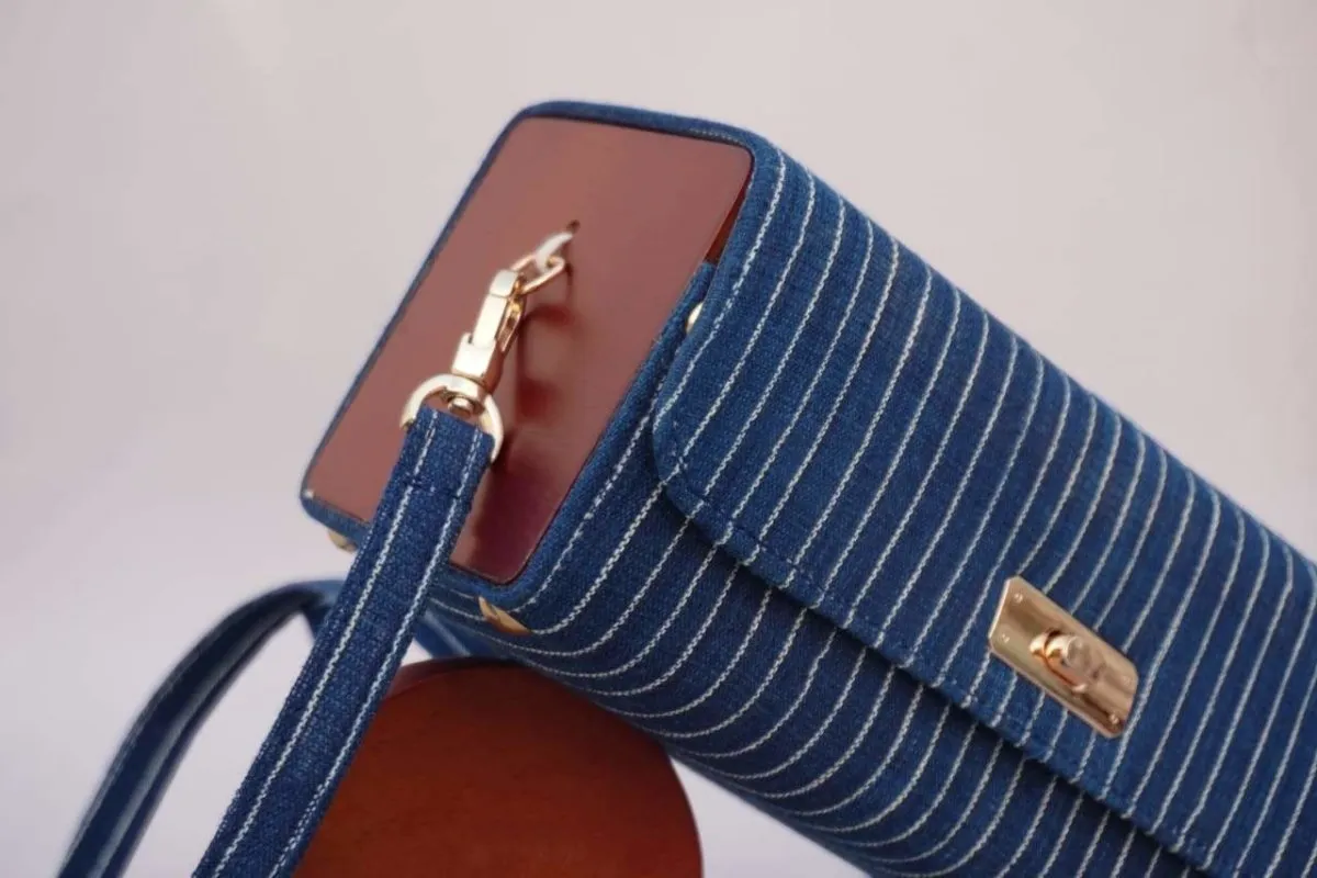 The Blue Striped Square Shoulder Bag