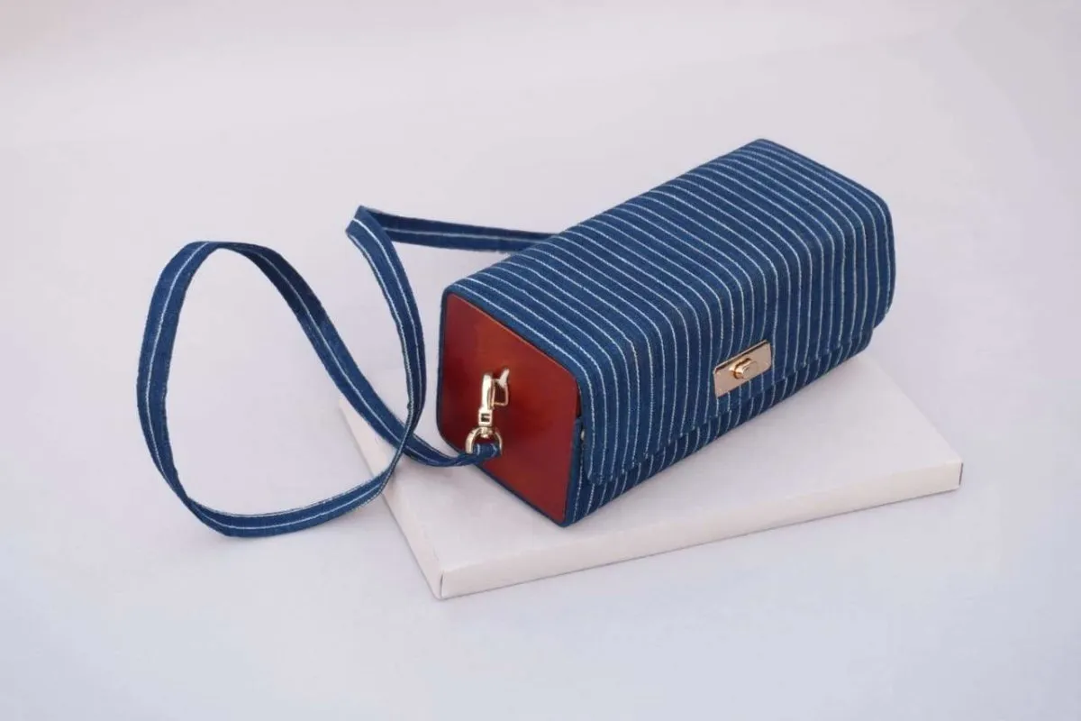 The Blue Striped Square Shoulder Bag