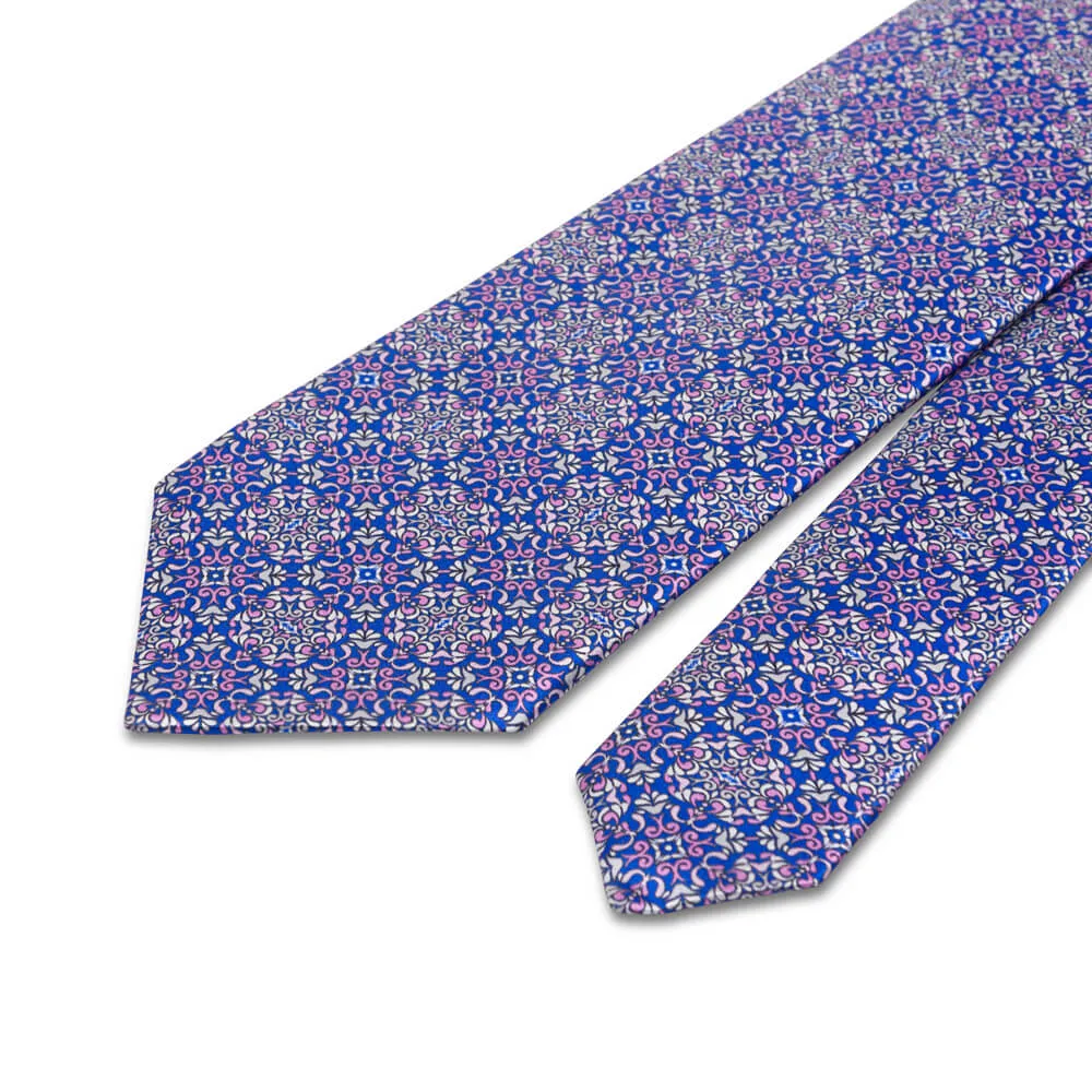 The Cathedral of Taormina Pink and Blue Silk Duchesse Tie