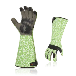 VGO 1 Pair Gardening Gloves Ladies/Men, Safety Work Gloves, Long Sleeves Gauntlet, Puncture Proof, Touchscreen(Green/Blue,AL6608)