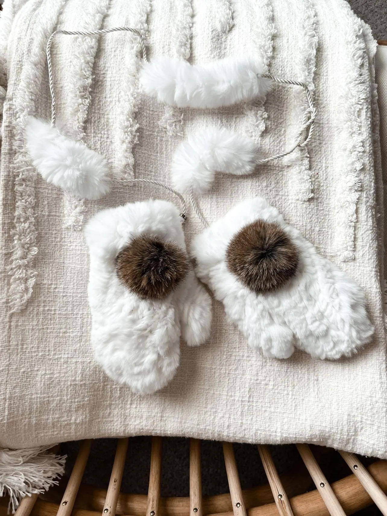 White Rabbit Fur Mittens