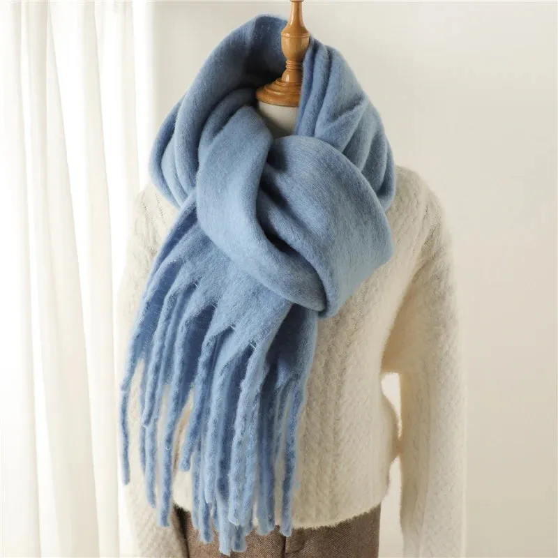 Winter Scarf for Women Cashmere Warm Solid Thick Soft Pashmina Wraps Bufanda Scarf