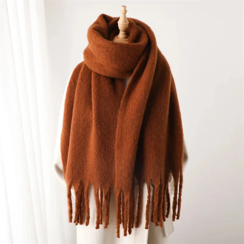 Winter Women Cashmere Warm Solid Thick Soft Pashmina Wraps Bufanda Scarf