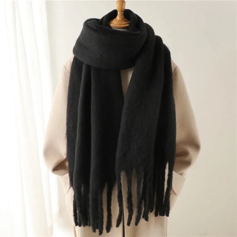 Winter Women Cashmere Warm Solid Thick Soft Pashmina Wraps Bufanda Scarf