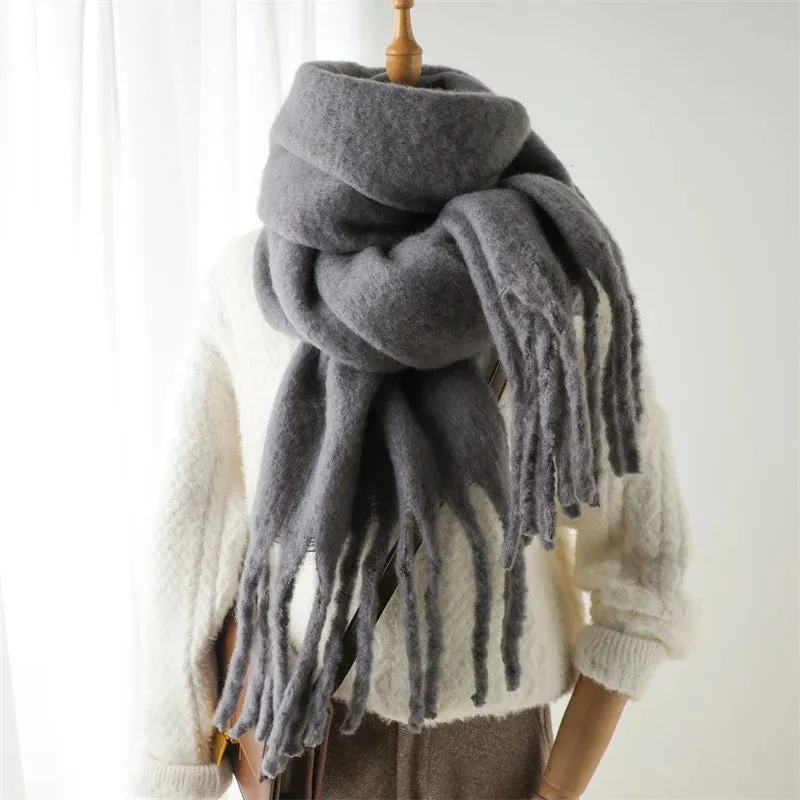 Winter Women Cashmere Warm Solid Thick Soft Pashmina Wraps Bufanda Scarf