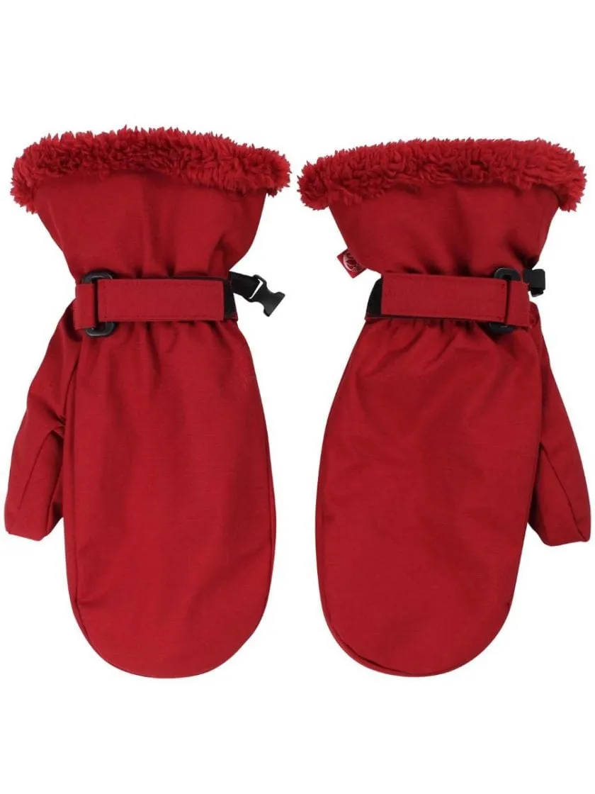 Women's Waterproof Winter Mittens: Dark Red